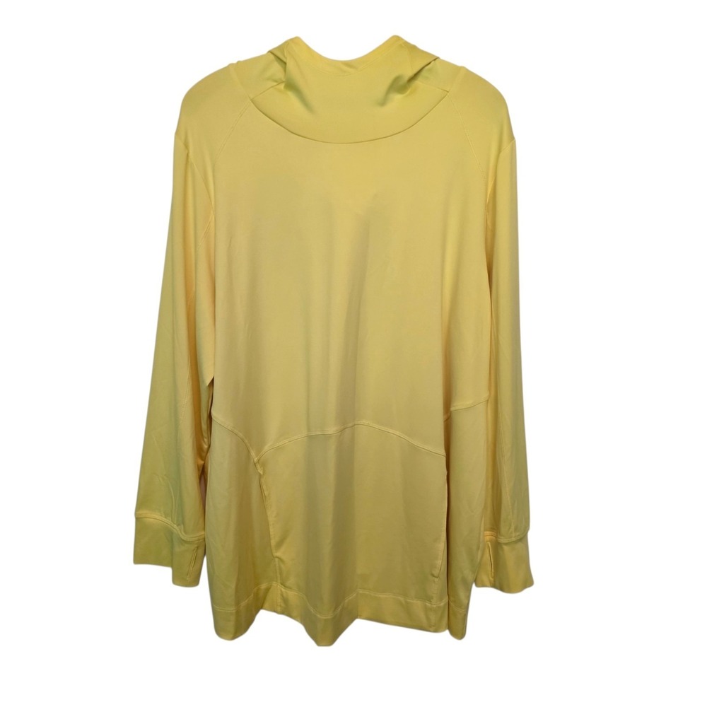 Catherines Neon Yellow Pullover Hoodie Women 1X Kangaroo Pocket Thumbholes